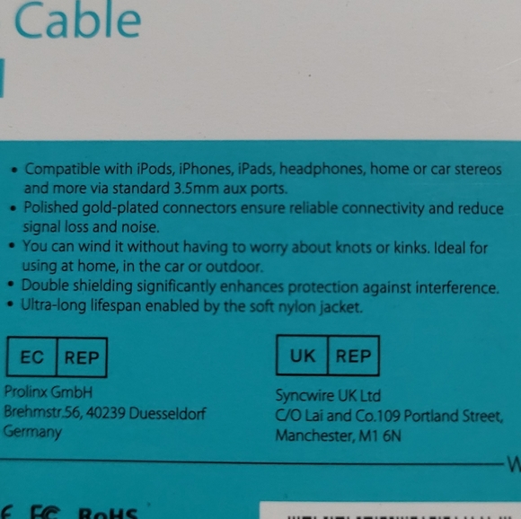 Aux Cable Auxiliary Audio Cable  Headphone Cord - Picture 8 of 9